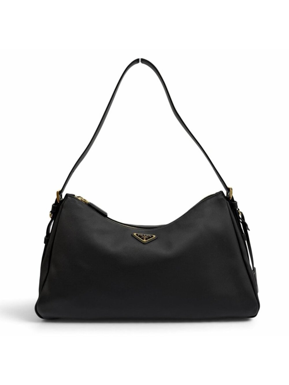 Prada Emme Large Soft Gray Leather Shoulder Bag Triangle Logo